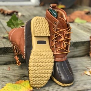 Tumbled Leather Shearling Bean Boots